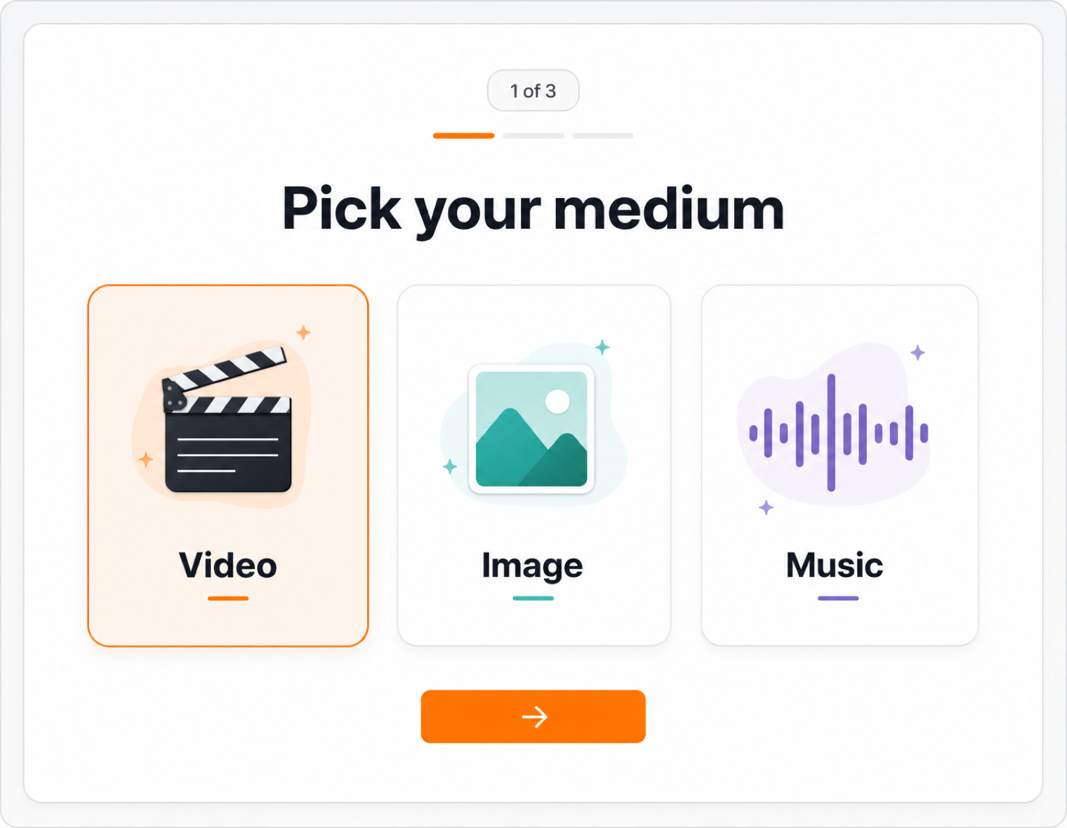 Pick video, image, or music for your project