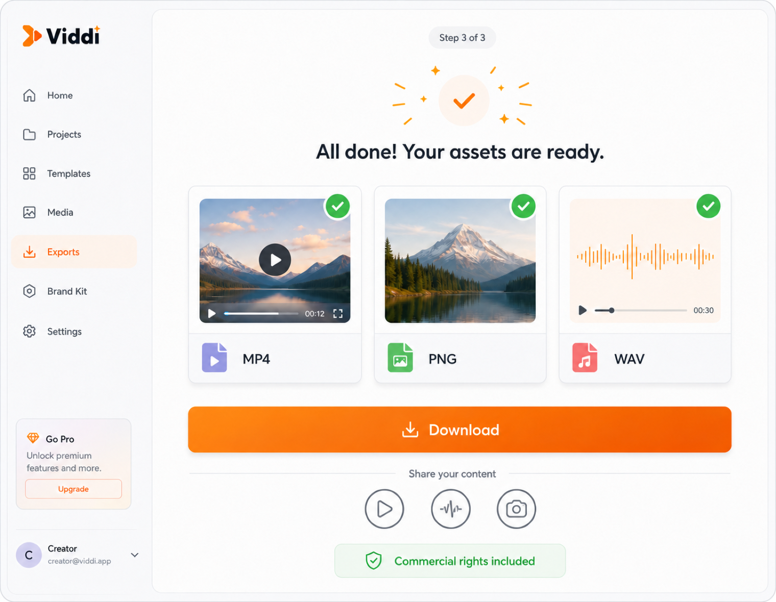 Export and publish your finished asset